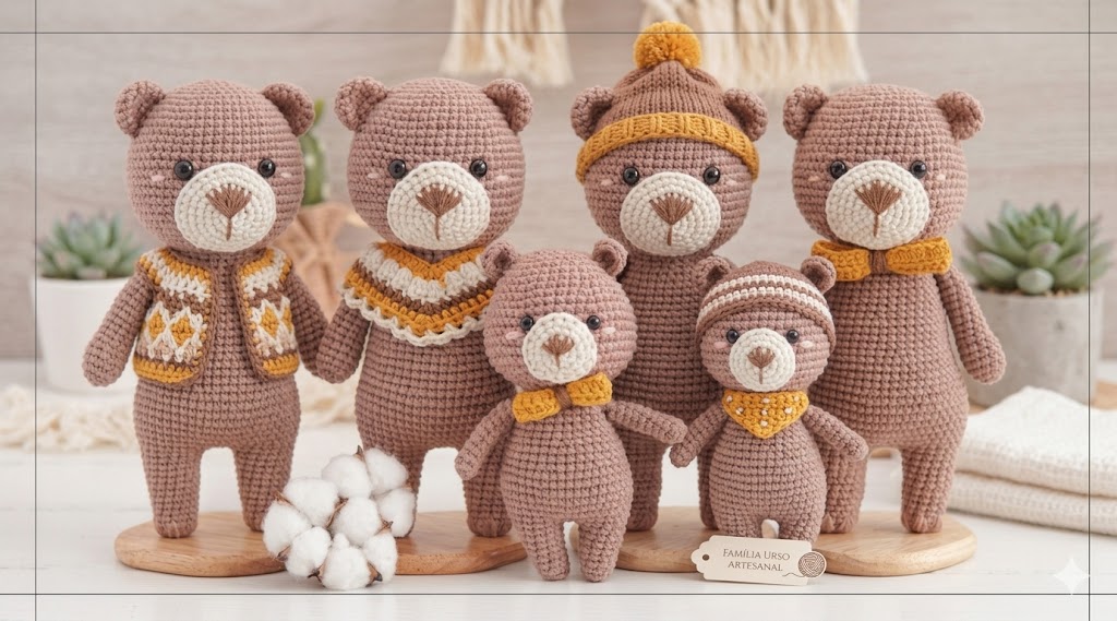 Receita Grátis Família Urso em Amigurumi: Aprenda a Fazer Esses Ursinhos Encantadores